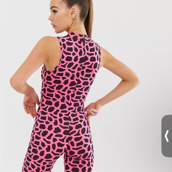 ASOS | Other | Fashionkilla High Neck Cropped Unitard In Neon Pink ...
